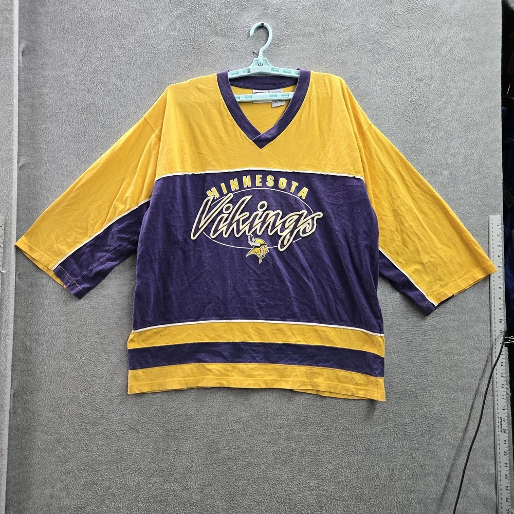 VINTAGE Minnesota Vikings Men Jersey XL Purple The Edge Colorblock Team Logo 90s